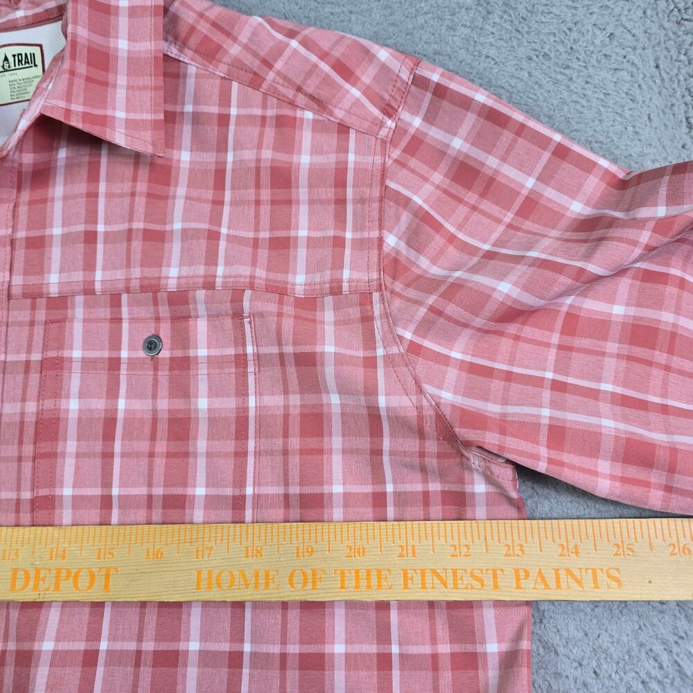 Lake & Trail Vented Button Shirt Men's Large Pink Plaid Hiking Camping Outdoors - Picture 6 of 8
